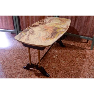 Vintage Coffee Table with Faux Marble Top, 1960s-RAQ-687468