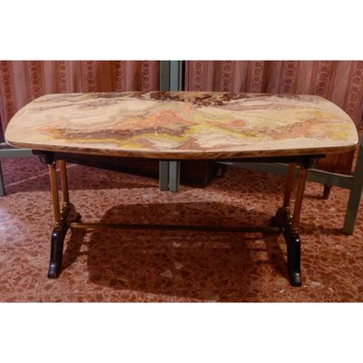 Vintage Coffee Table with Faux Marble Top, 1960s-RAQ-687468