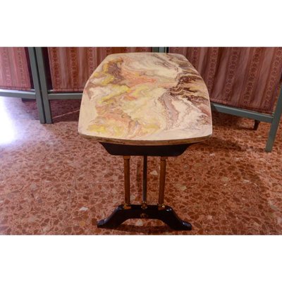 Vintage Coffee Table with Faux Marble Top, 1960s-RAQ-687468