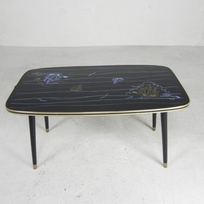 Vintage Coffee Table with Glass Top and Angled Legs, 1950s-TL-2021194