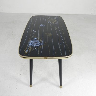 Vintage Coffee Table with Glass Top and Angled Legs, 1950s-TL-2021194