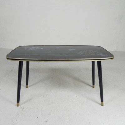 Vintage Coffee Table with Glass Top and Angled Legs, 1950s-TL-2021194