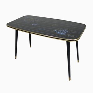 Vintage Coffee Table with Glass Top and Angled Legs, 1950s-TL-2021194