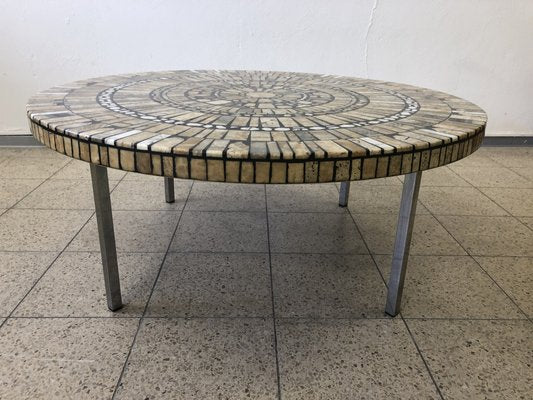 Vintage Coffee Table with Mosaic and Marble, 1970s-QVR-1774558