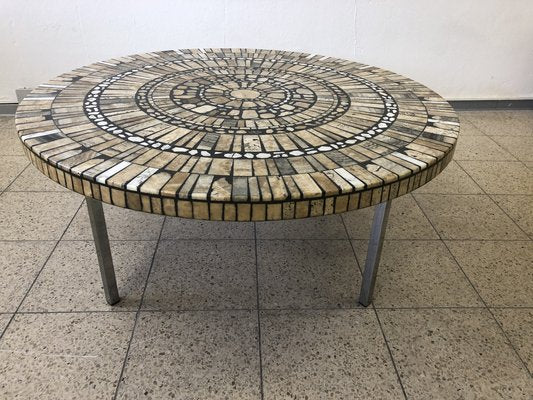 Vintage Coffee Table with Mosaic and Marble, 1970s-QVR-1774558