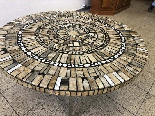 Vintage Coffee Table with Mosaic and Marble, 1970s-QVR-1774558