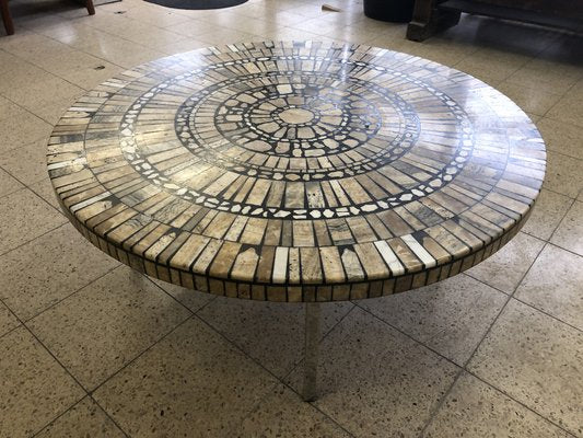 Vintage Coffee Table with Mosaic and Marble, 1970s-QVR-1774558