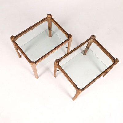 Vintage Coffee Tables in Beech & Glass, Italy, 1960s, Set of 2-VMM-1789458