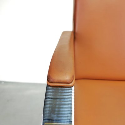 Vintage Cognaq Leather Armchair with Armrests from Knoll Inc. / Knoll International, 1980s-PRS-1818375