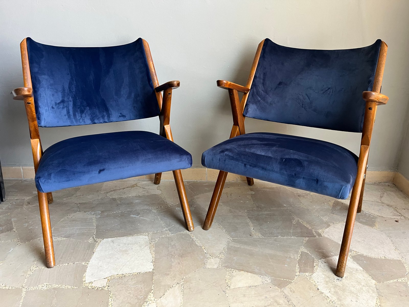 Vintage Compass Armchairs, 1955, Set of 2