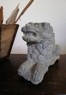 Vintage Concrete Lion Garden Statue-UIW-1105235