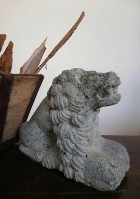 Vintage Concrete Lion Garden Statue-UIW-1105235