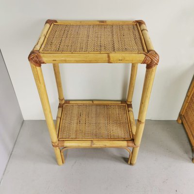 Vintage Console Entrance Furniture and High Bamboo Tables by Vimini, 1970s, Set of 3-PRS-1788263