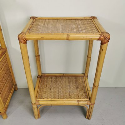 Vintage Console Entrance Furniture and High Bamboo Tables by Vimini, 1970s, Set of 3-PRS-1788263