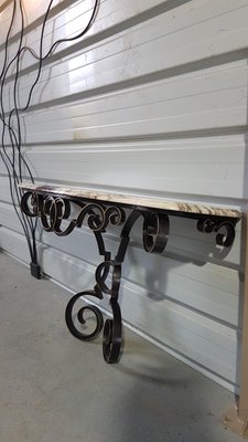 Vintage Console in Wrought Iron and Marble, 1950-SNC-1388575