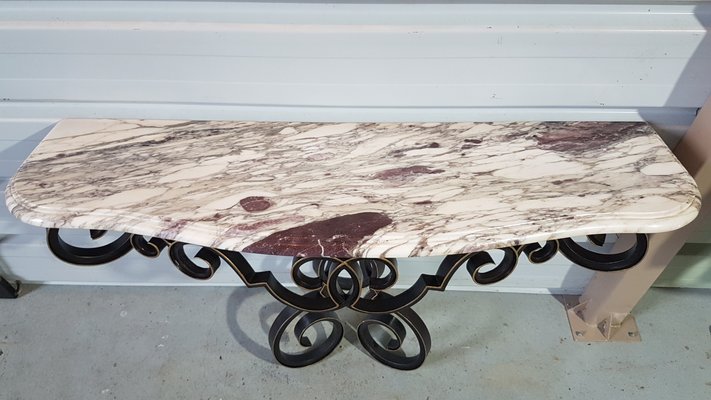 Vintage Console in Wrought Iron and Marble, 1950-SNC-1388575