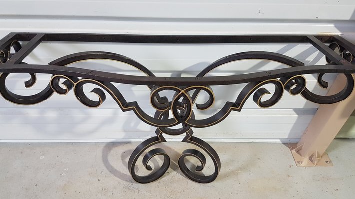 Vintage Console in Wrought Iron and Marble, 1950-SNC-1388575