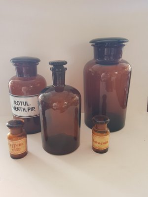 Vintage Convolut Pharmacist Bottles, Set of 5-QDP-1264689