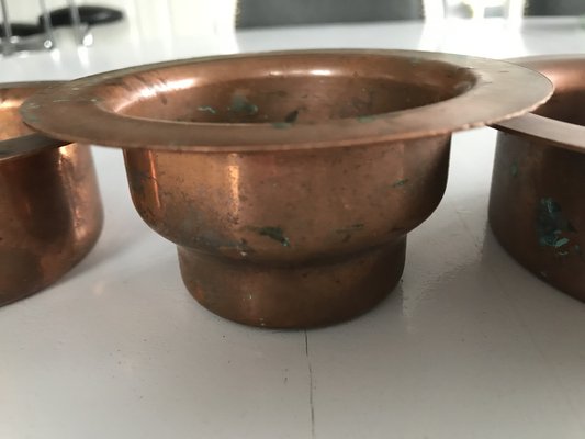 Vintage Copper Bowls, 1950s, Set of 3-WQQ-1452802