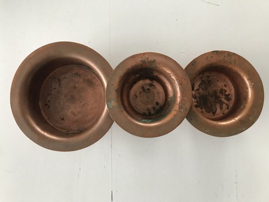 Vintage Copper Bowls, 1950s, Set of 3-WQQ-1452802