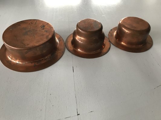 Vintage Copper Bowls, 1950s, Set of 3-WQQ-1452802