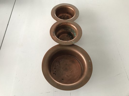 Vintage Copper Bowls, 1950s, Set of 3-WQQ-1452802