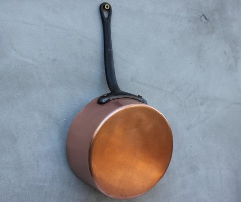 Vintage Copper Pans with Metal Handles, Set of 7-UWJ-1739160