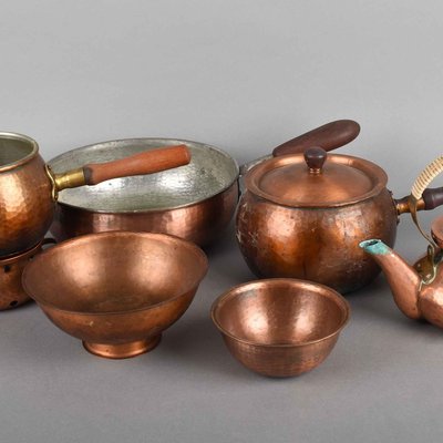 Vintage Copper Set by Eugen Zint, Germany, 1950s, Set of 9-ZCI-752137