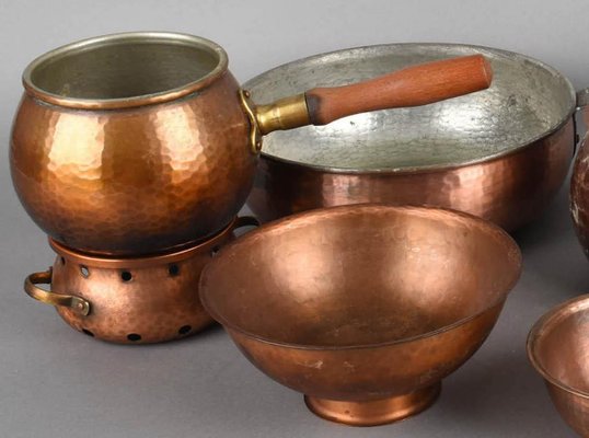 Vintage Copper Set by Eugen Zint, Germany, 1950s, Set of 9-ZCI-752137