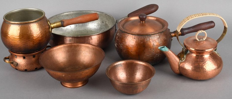 Vintage Copper Set by Eugen Zint, Germany, 1950s, Set of 9-ZCI-752137