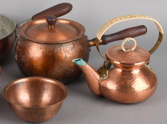 Vintage Copper Set by Eugen Zint, Germany, 1950s, Set of 9-ZCI-752137