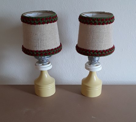 Vintage Cream Bedside Lamps, 1970s, Set of 2-HOI-1352073