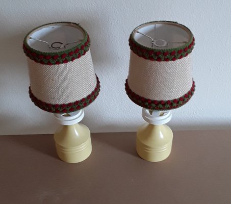 Vintage Cream Bedside Lamps, 1970s, Set of 2-HOI-1352073