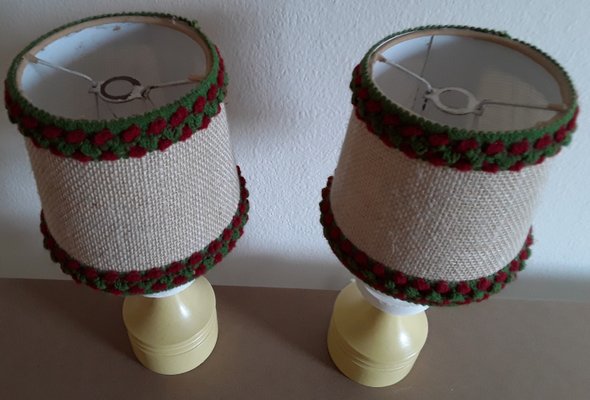 Vintage Cream Bedside Lamps, 1970s, Set of 2-HOI-1352073