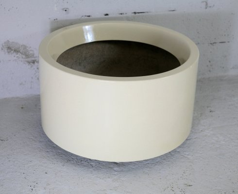 Vintage Cream Fiberglass Planter, 1970s-MAO-1189085