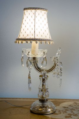 Vintage Crybat-Jour Lamps in Crystal with Tulle Lampshade, 1940s, Set of 2-QES-1794769