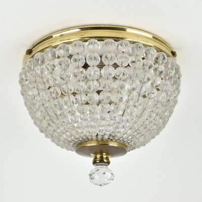 Vintage Crystal and Brass Flush Mount, 1950s-HJP-1823866