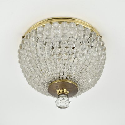 Vintage Crystal and Brass Flush Mount, 1950s-HJP-1823866