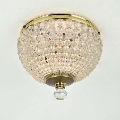 Vintage Crystal and Brass Flush Mount, 1950s-HJP-1823866