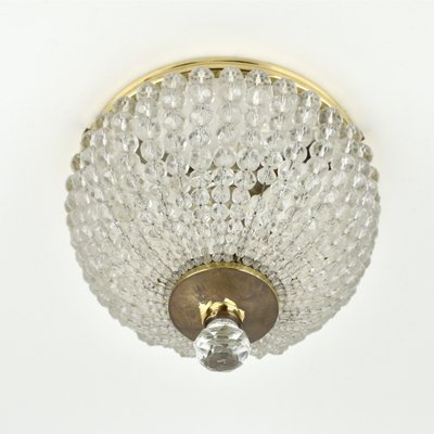 Vintage Crystal and Brass Flush Mount, 1950s-HJP-1823866