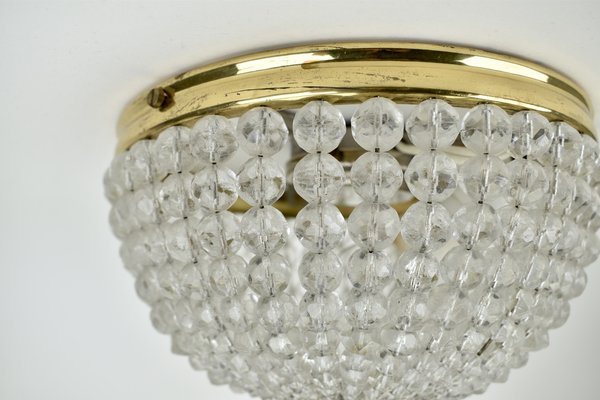 Vintage Crystal and Brass Flush Mount, 1950s-HJP-1823866