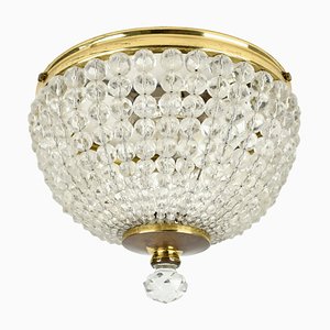 Vintage Crystal and Brass Flush Mount, 1950s-HJP-1823866