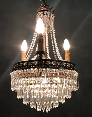 Vintage Crystal Beaded Chandelier, 1940s-JJC-713563