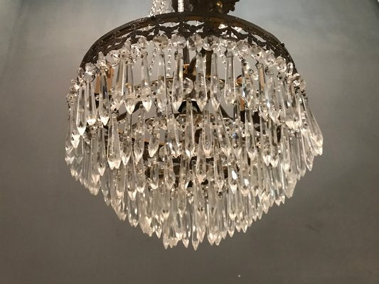 Vintage Crystal Beaded Chandelier, 1940s-JJC-713563