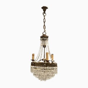 Vintage Crystal Beaded Chandelier, 1940s-JJC-713563