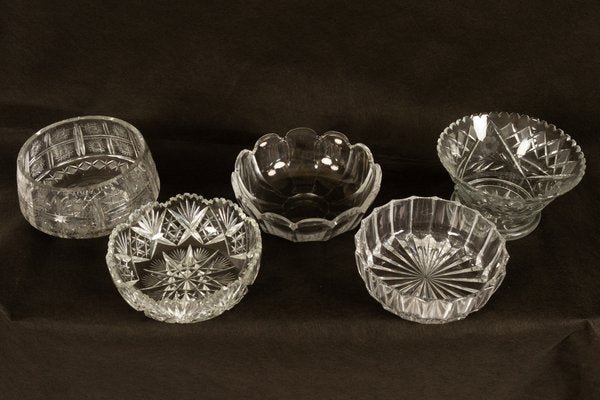 Vintage Crystal Bowls, 1940s, Set of 5-WIX-685870