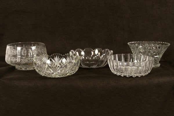 Vintage Crystal Bowls, 1940s, Set of 5-WIX-685870