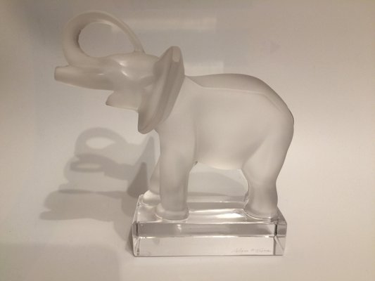 Vintage Crystal Elephant Paperweight by René Lalique-XQY-573695