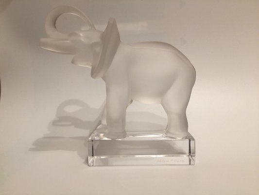 Vintage Crystal Elephant Paperweight by René Lalique-XQY-573695