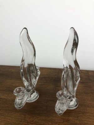 Vintage Crystal Flame Candleholders, 1960s, Set of 2-RWZ-1245963